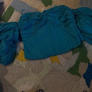 DO+BE Teal Ruched Off-Shoulder Blouse